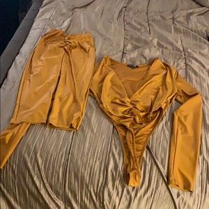Gold fitted bodysuit
